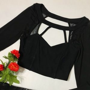 Nasty Gal Sheer Sleeve Crop Top